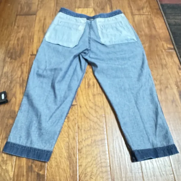 VTG Woolrich Denim Crop‎ Pants Womens 33 Waist Medium Wash Straight Leg Baggy - Image 6
