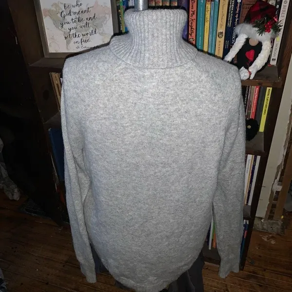 J Crew gray wool alpaca blend turtleneck cozy oversized sweater - Image 2