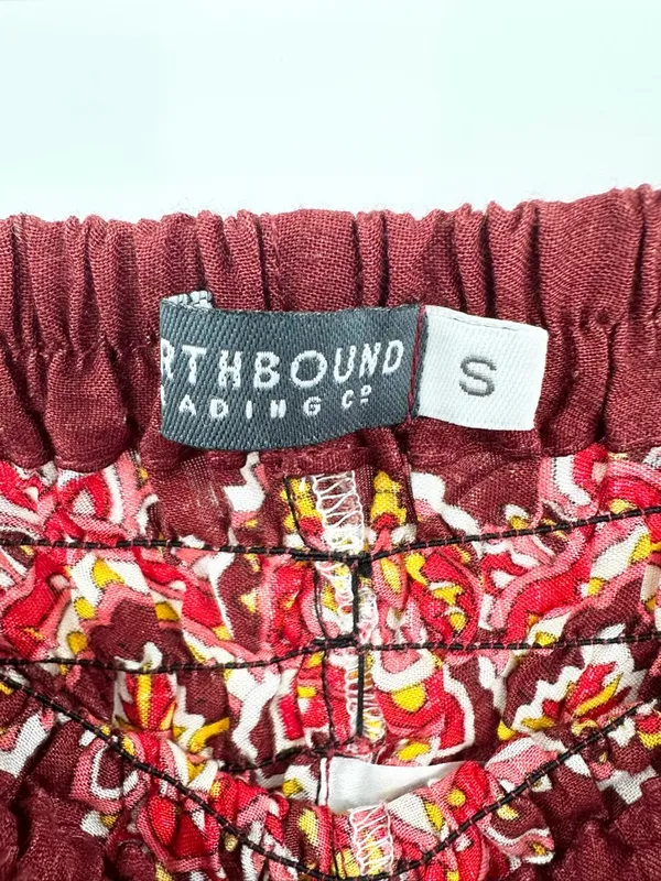 Earthbound Trading Co. Women's Burgundy Boho Jogger‎ Pants Size Small - Image 3