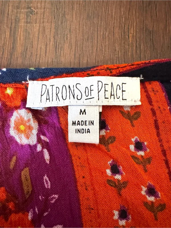 PATRONS OF PEACE by Anthropologie, boho floral, front tie shrug, size M - Image 11