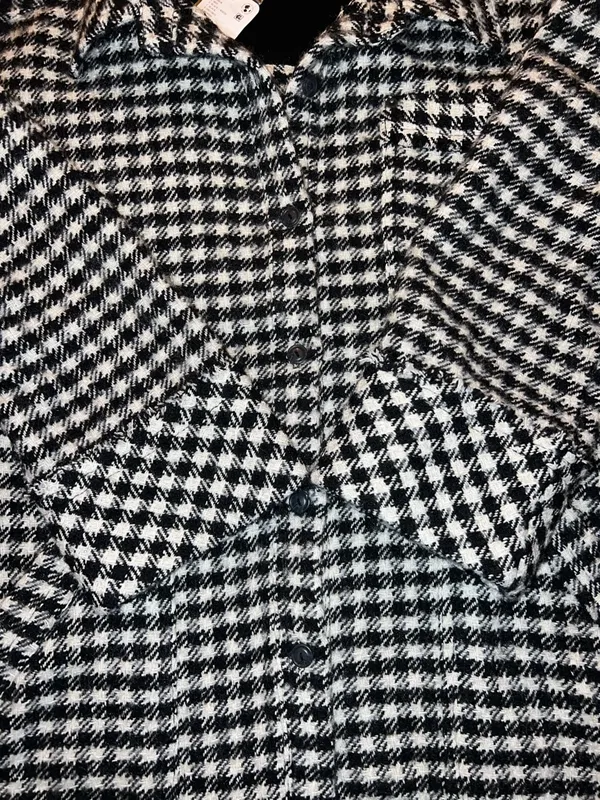 Free People "We The Free"‎ Get Around Houndstooth Shacket Black White L (NWT) - Image 8