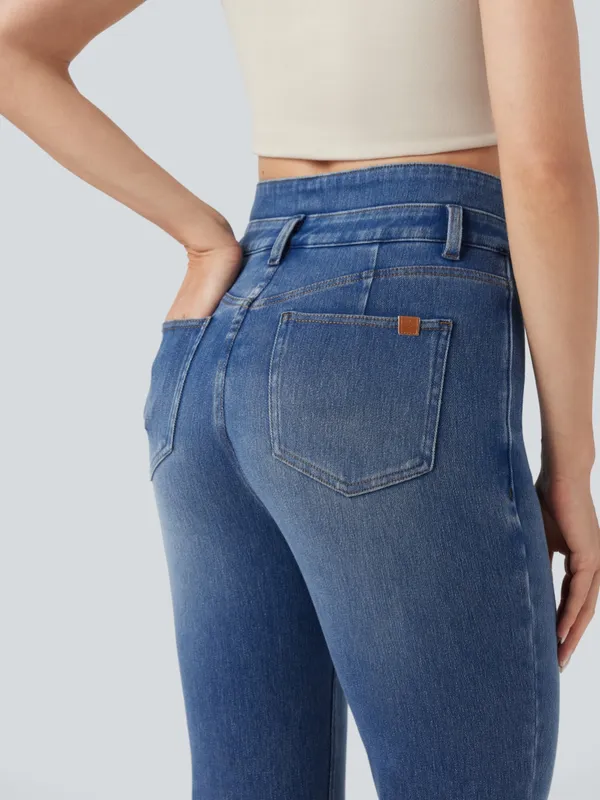 Halara Flex™ Mid Rise Tummy Control Casual Flare Jeans with Pockets - Image 5