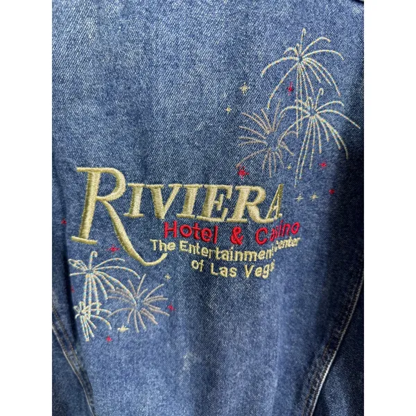 Vintage‎ Riviera Blues Las Vegas Denim Jacket Riviera Hotel Casino Fireworks L - Image 4