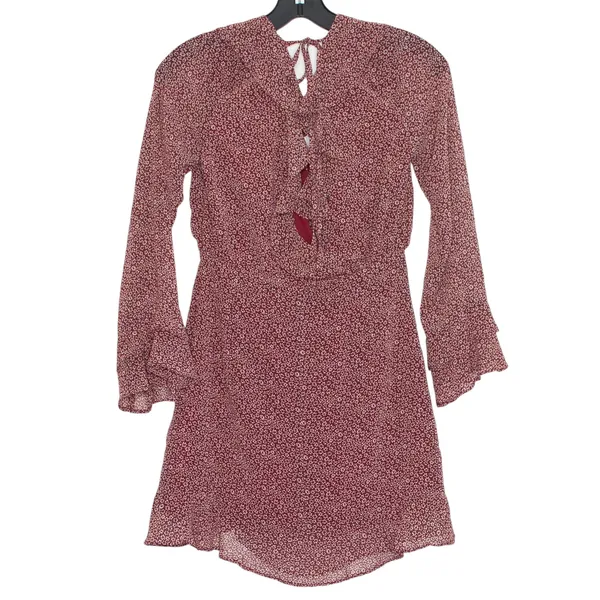 NWT Lulus Dress Floral Cottage Dark Academia Boho Retro Prairie Burgundy Size XS - Image 2