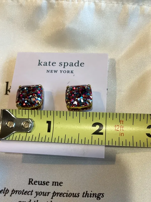 kate spade New York Multicolor Glitter Square Stud Earrings - Image 5