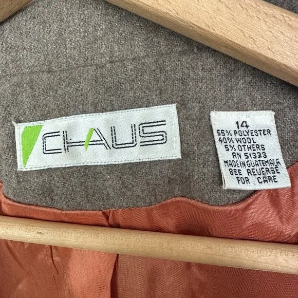 Vintage Claus Wool Blend Blazer Double Breasted Career‎ Jacket Brown Womens 14 - Image 5