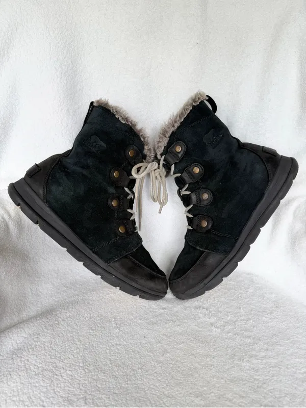 Sorel Explorer Joan Winter Boot Black Lightweight Waterproof Suede Womens Sz 9.5 - Image 5
