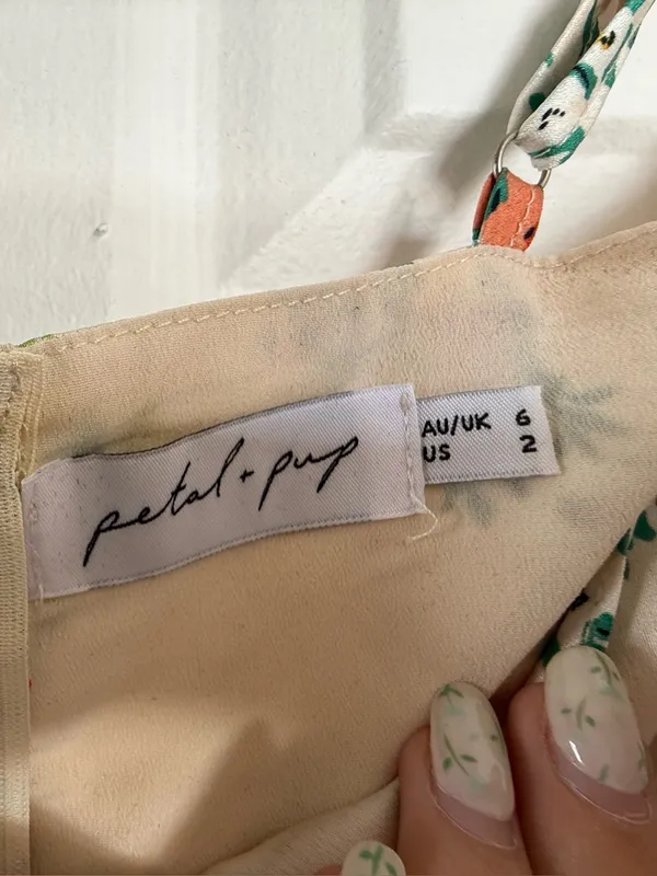 Petal & Pup Cream Slip Dress with Coral & Teal Floral Print - Image 3