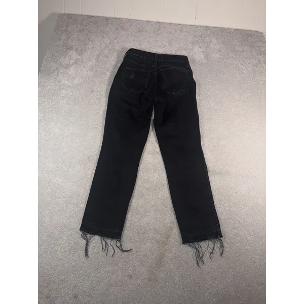 AMO Jeans Women's 26 Babe Black Magic Straight Leg Released Raw Frayed Hem - Image 8