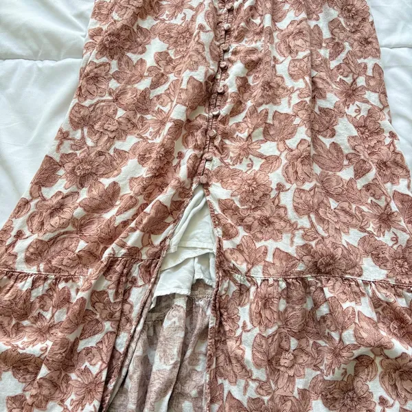 Abercrombie & Fitch Floral Linen Blend Maxi Dress Terracotta XLT Cottagecore - Image 4