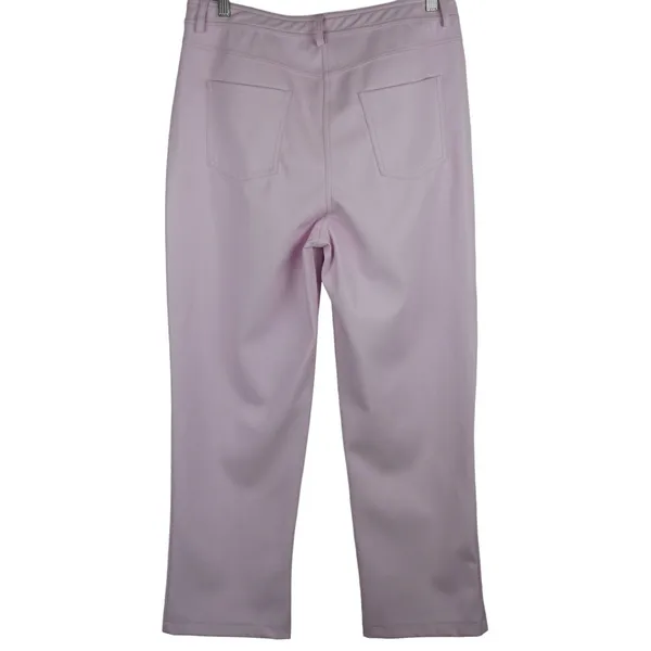 Halogen Faux Leather Pants Women Size 10 Pink Straight Leg Nordstrom High Rise - Image 2