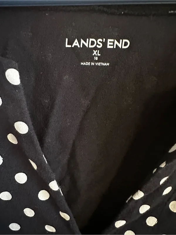 Lands’ End Polka Dot Sleeveless Jersey T-Shirt Dress Swim Cover Up Pockets XL 18 - Image 6