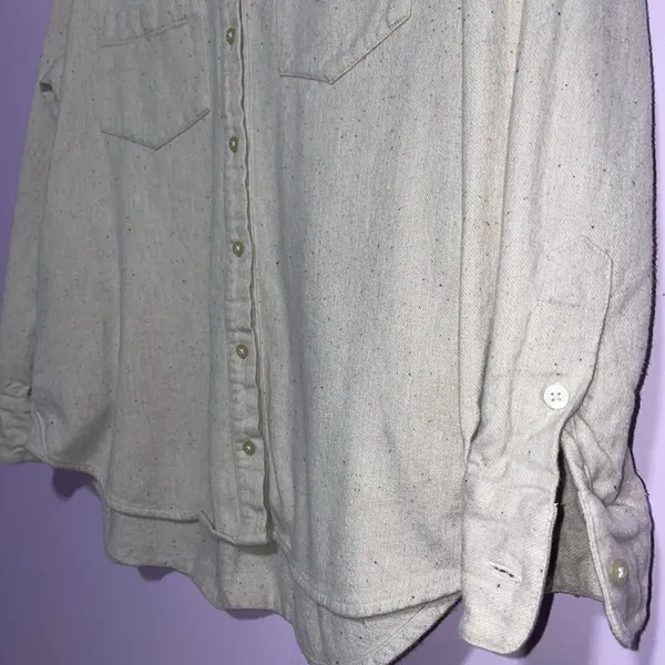 Madewell Button Up Shacket Women M Cream Long Sleeve Pockets Casual Minimalist - Image 3