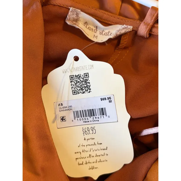 Altar'd State Ulissa Satin Ruched Faux‎ Wrap Mini Dress Cinnamon Medium NEW - Image 4