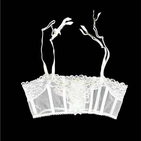 Victoria’s Secret White Bridal Crystal Embellished Garter Belt Sz XS/S/TP/P NWT - Image 2