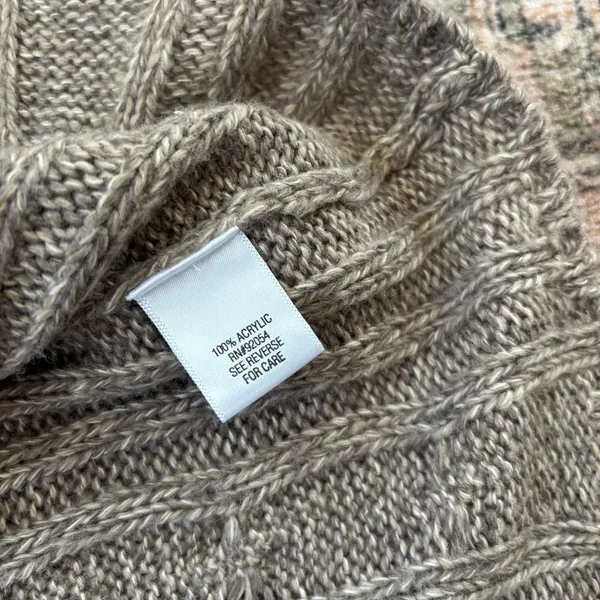 Croft & Barrow Short Sleeve Cardigan L Brown Cable Knit Sweater Boho Grandma Y2K - Image 5