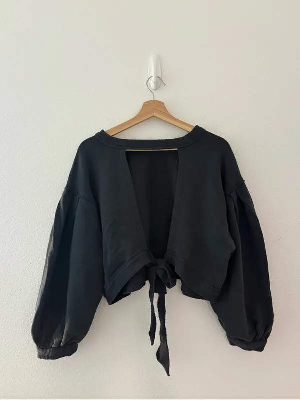 Anthropologie pilcro open back sweatshirt in navy blue - Image 3