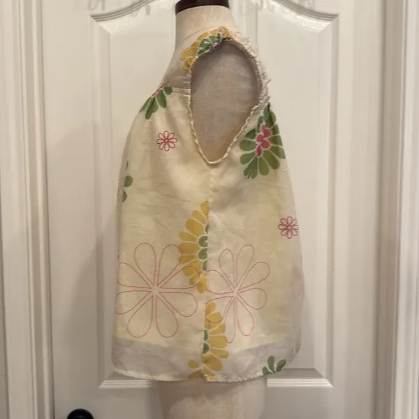 Vintage Y2K funky daisy print blouse Yellow Size M - Image 3