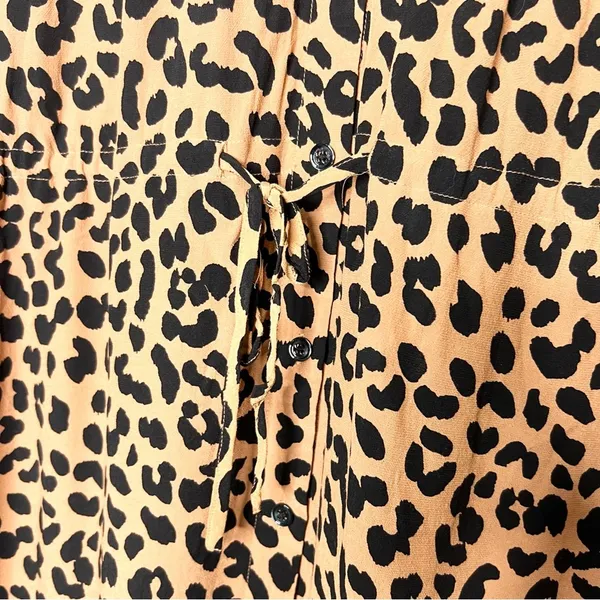 Rails Bella Jaguar Long Sleeve Leopard Print Shirt Dress Tie Waist Size Medium - Image 8