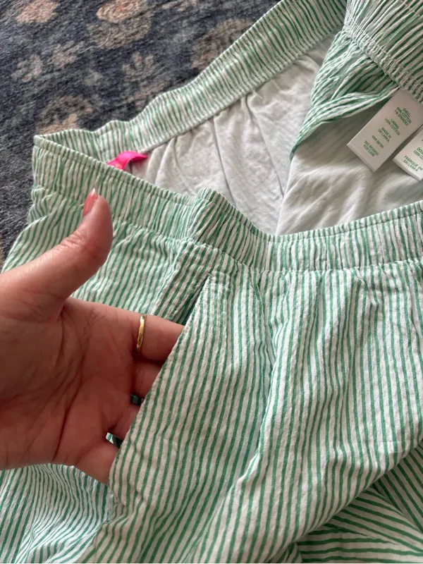 Lilly Pulitzer Croix High Rise Shorts Spearmint Harbor Stripe Size XL - Image 4