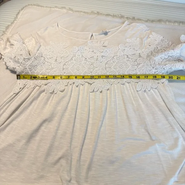 Adiva Flowy Crochet Lace Detail Boho Top High Low Women’s Size Large Summer - Image 8