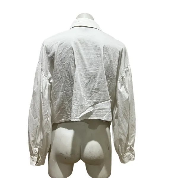 Eloquii Women's Puff Sleeve Button-Down Shirt White Size 14 - Image 8