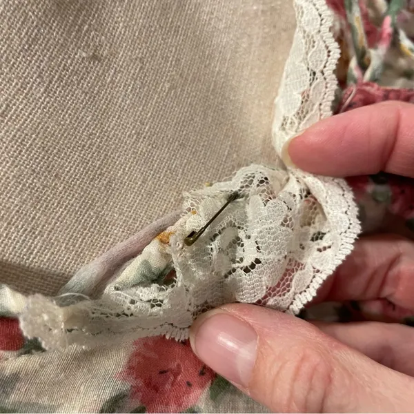 Vintage soft cotton floral boho maxi corset dress lace prairie pixie - Image 10