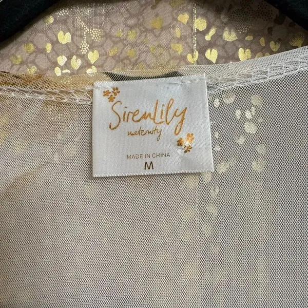 SirenLily White Green Tropical Magnolia Print Mesh Duster Medium - Image 3