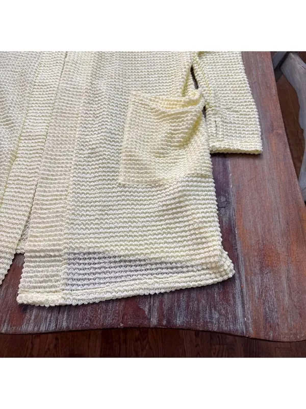 Blakeley Poppy Popcorn Knit Cardigan Pale Yellow Petite Small - Image 5