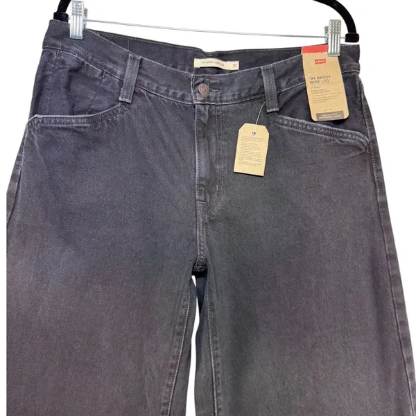 Levis 94 Baggy Wide Leg Jeans Black Mid Rise Denim Pants Size 31 NEW - Image 3