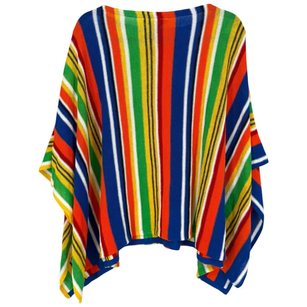 Lauren Ralph Lauren Womens Rainbow Stripe Linen Cotton Poncho Sweater Size‎ S/M - Image 3