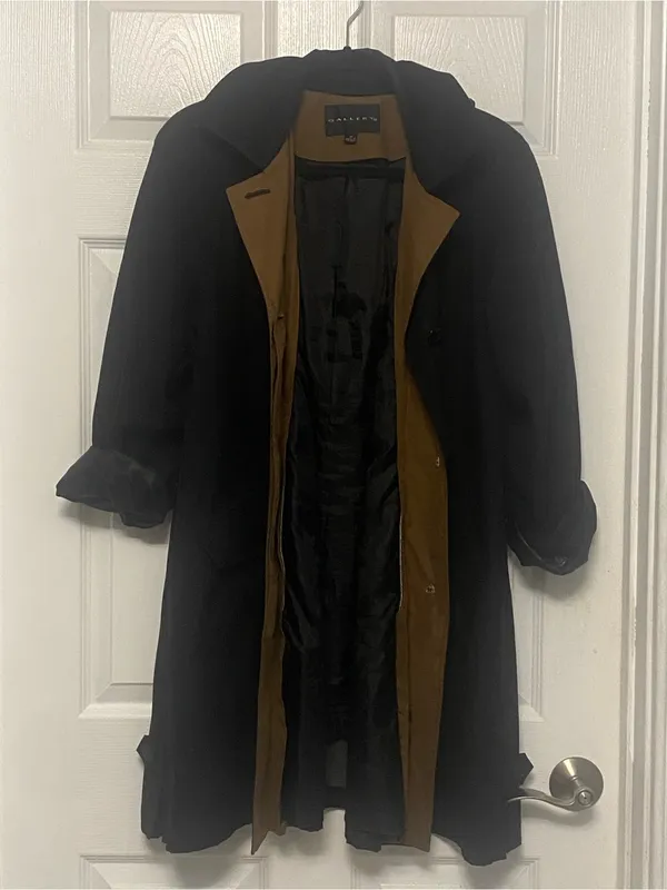 Vintage Gallery Two Tone Lined Trench Coat Brown Size M - Image 2