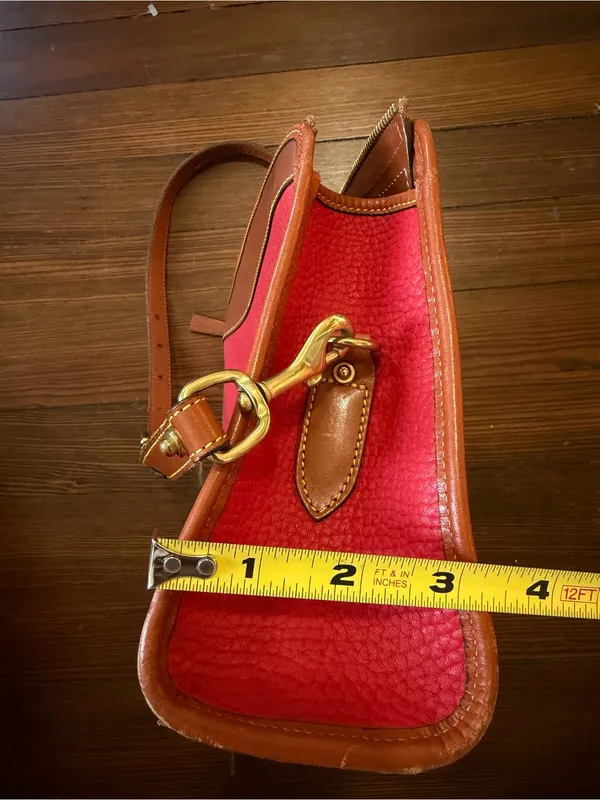 Dooney & Bourke Vintage Leather Crossbody Red/Brown - Image 6