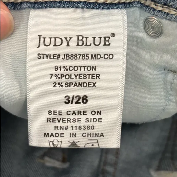Judy blue straight leg blue jeans tummy control knee distress ripped size 25 - Image 10