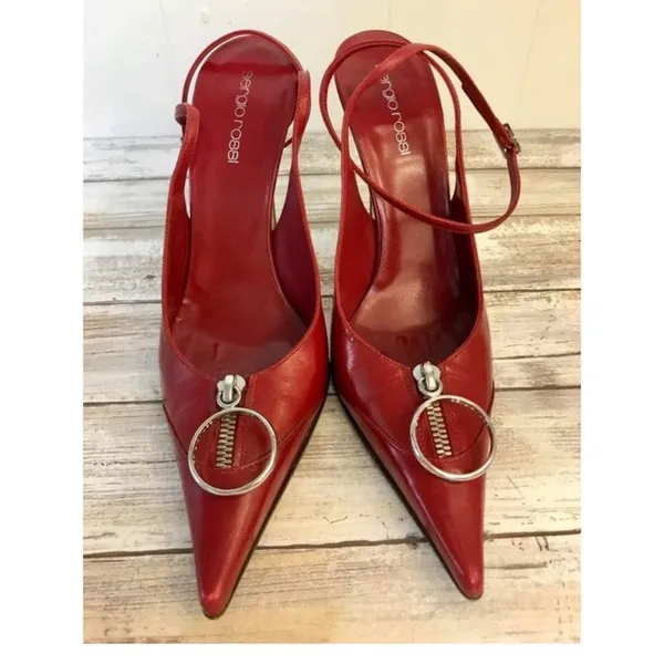 Sergio Rossi Vintage Leather Slingback Pumps - Image 2