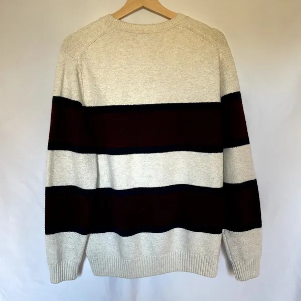 Banana Republic eco sweater‎ white red striped vintage knit women's size large - Image 6