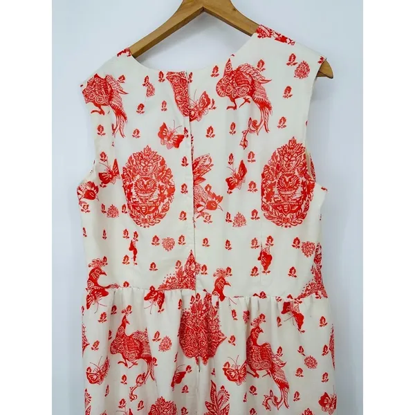 Vintage Lady Lewis Maxi Dress XL Peacock Toile‎ Cottagecore Peacock Romantic - Image 9