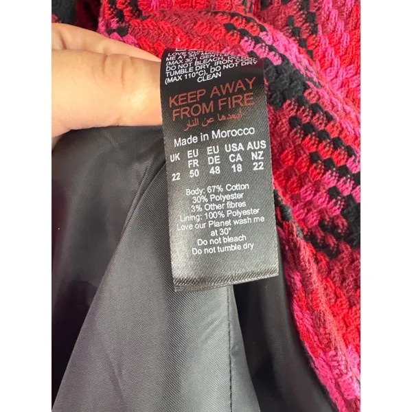 Women’s Karen Millen Size 18 Pink Red & Black Blazer - Image 6
