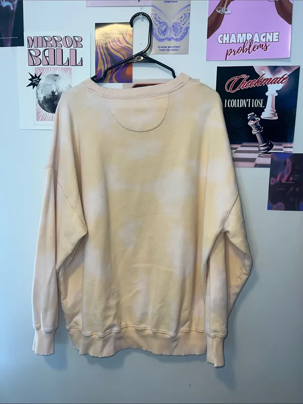 American Eagle Outfitters Pale Yellow Tie dye Smiley Crewneck Sweatshirt - Image 5