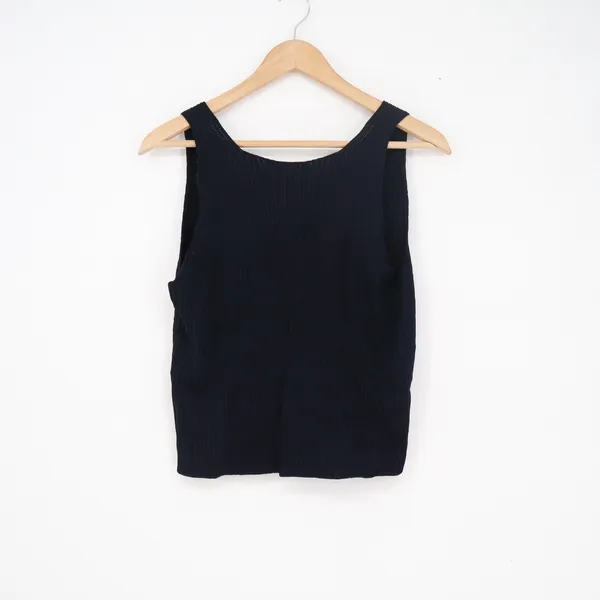 Theory IWG Reversible Sweater Shell Black Ribbed V-Neck Tank Top Size L - Image 4