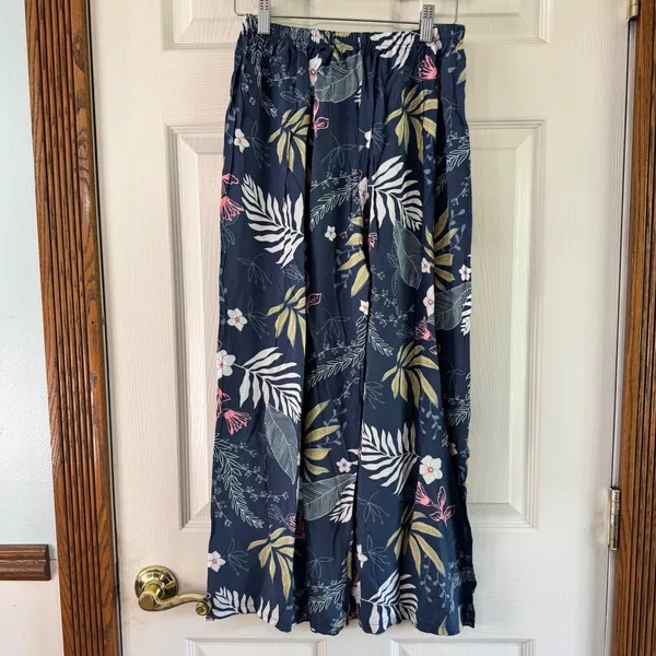 Floral‎ Wide Leg Pants Elastic Waist Drawstring Comfy Loungewear Set 2 pc Size M - Image 7