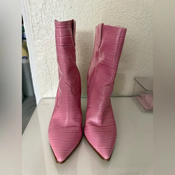 Revolve RAYE Leon faux croc embossed Boot in Pink Pink color size 5.5 - Image 4