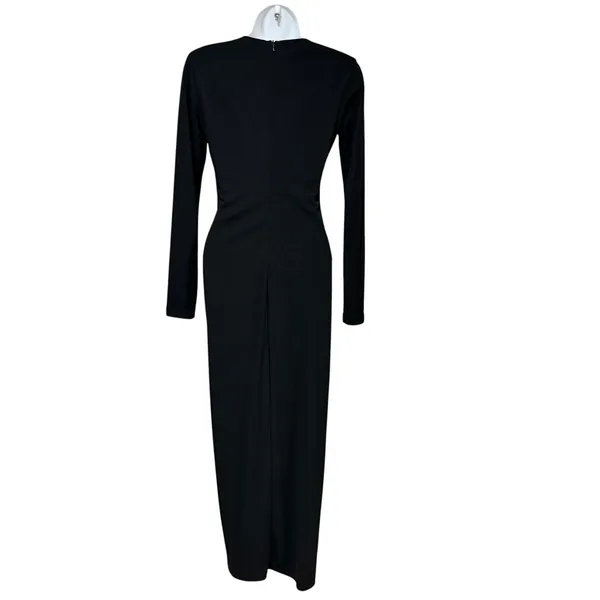 Zara Womens Black Cutout Ruched Long Sleeve Maxi Dress XS Asymmetric Neckline - Image 2