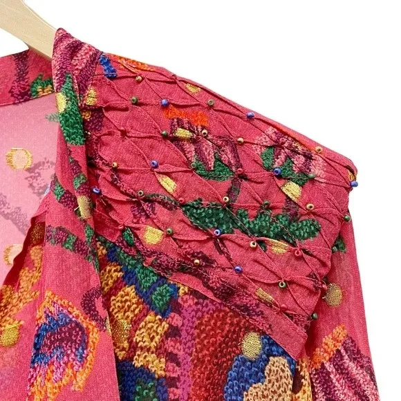 NWT Farm Rio Sunset Tapestry Floral Long Sleeve Boho Maxi Dress Warm Red Size XS - Image 12