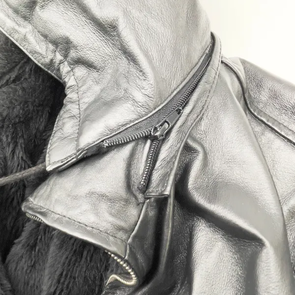 Ivy And Shania Women‎ Leather Jacket XL Belted Faux Fur Hooded Winter Edgy - Image 8