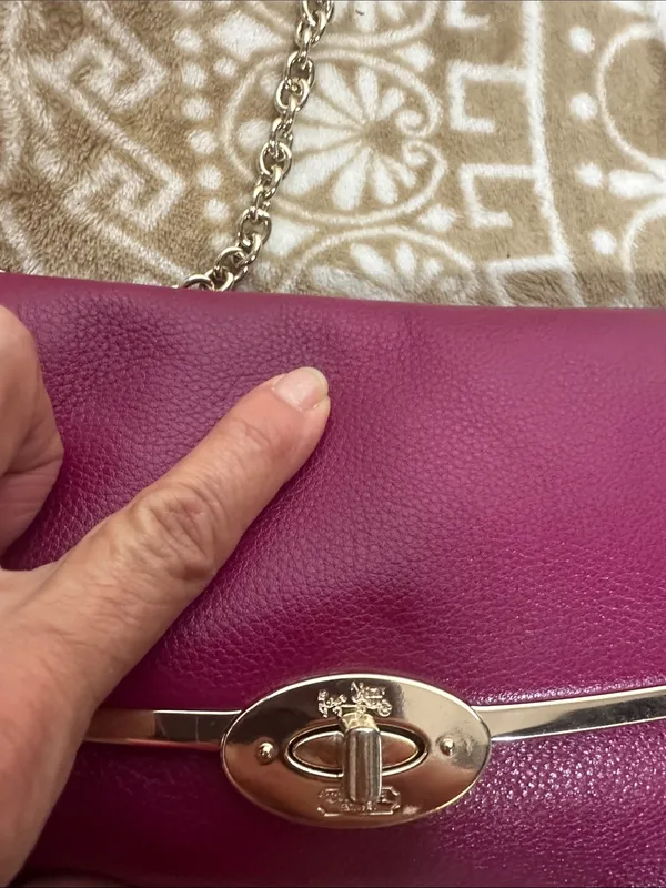 Coach Madison Pebble Leather Crossbody in Raspberry with Gold-Tone Hardware - Image 8