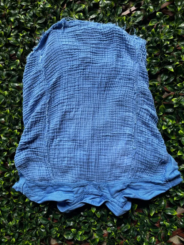 Free People Heat Waves Gauze Visit Top Cornflower button down size medium  - Image 2