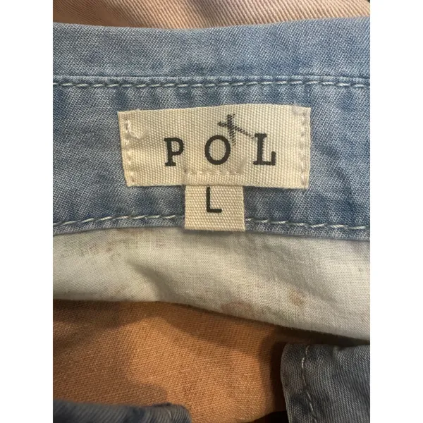 POL Patchwork Lace Tiered Denim Shacket Shirt Jacket Large Boho Cottagecore - Image 5