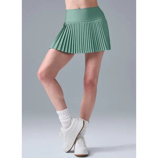 Alo Airlift Grand Slam Tennis Skirt Botanical Green High-Rise Waist Pleats Skort - Image 2
