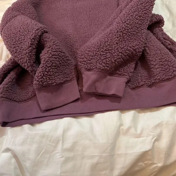 PINK Sherpa Teddy Pullover Sweatshirt XL Mauve - Image 5